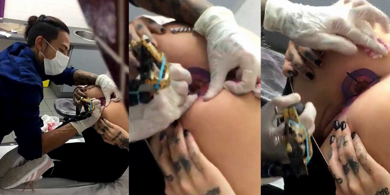 酷爱纹身的妹子这次选择给菊花纹一个，有懂行的知道这是纹的什么吗？